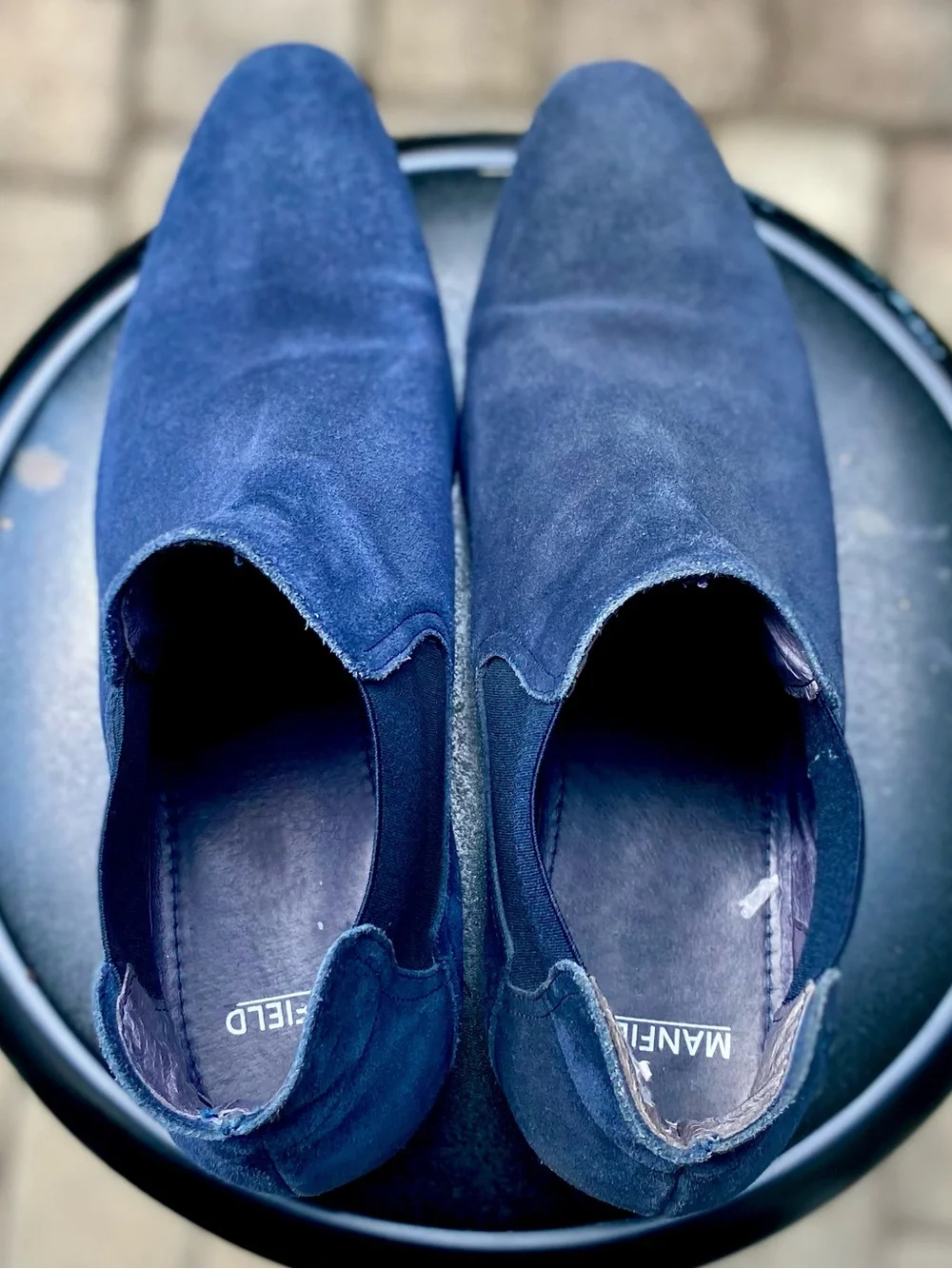 Blue Manfield Suede Chelsea Boots